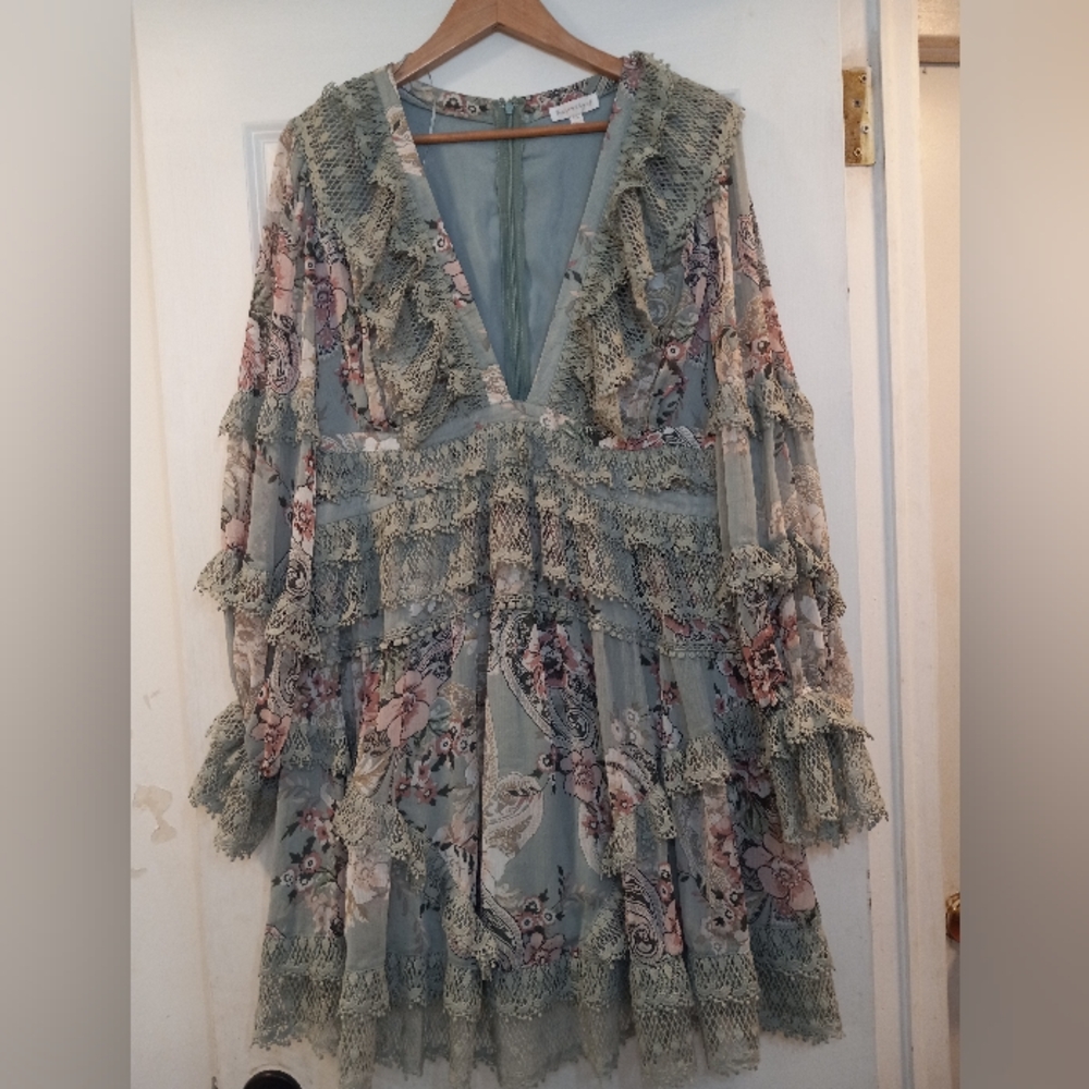 Rose Velvet Floral Lace  Dress sz 1XLRenaissance, Freach Vibe
